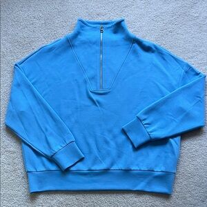 Varley Hawley Half Zip Double Soft Sweat Sweatshirt L Azure Blue Worn Once $148